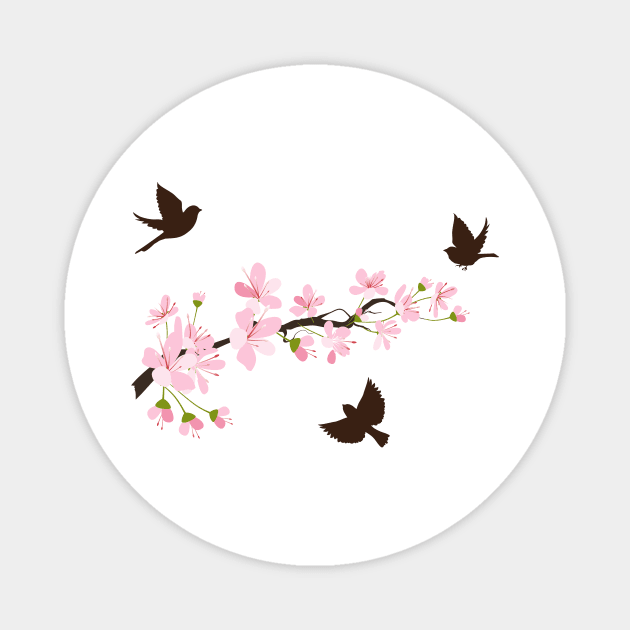 Sakura Birds Magnet by SWON Design